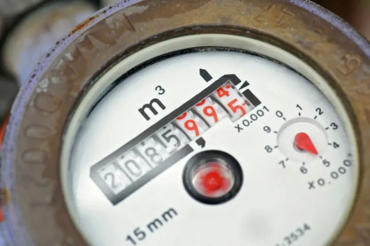 zoomed image of a water meter