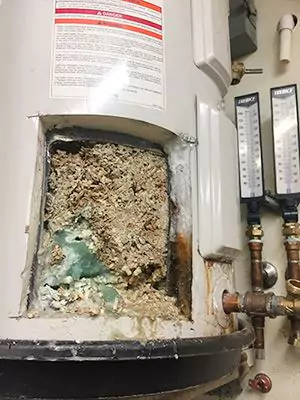 A damaged water heater