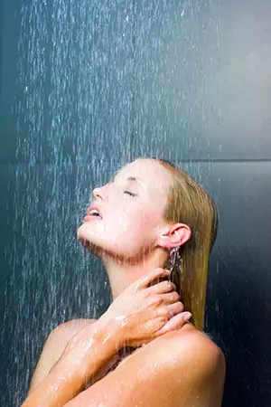 Woman taking a shower