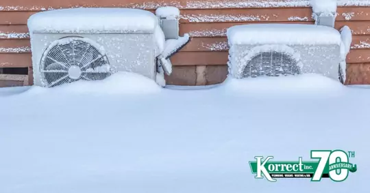 snow covered heat pumps