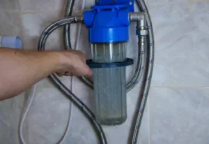 Person installing water softener